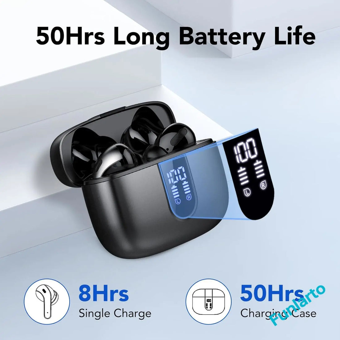 Wireless Earphones with Bluetooth 5.3, Quad-Mic Call Noise Reduction