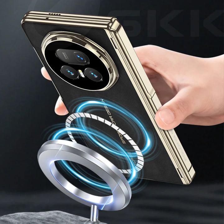 Frosted Leather Magnetic Hinge Stand Case For Honor Magic V5 Wireless