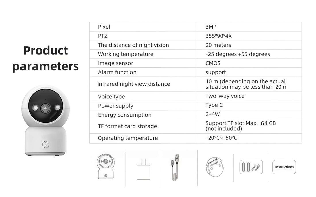 Smart Camera HD Security Surveillance 2.4GHz Indoor Monitoring Baby Night