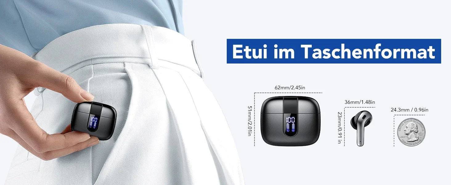 Wireless Earphones with Bluetooth 5.3, Quad-Mic Call Noise Reduction