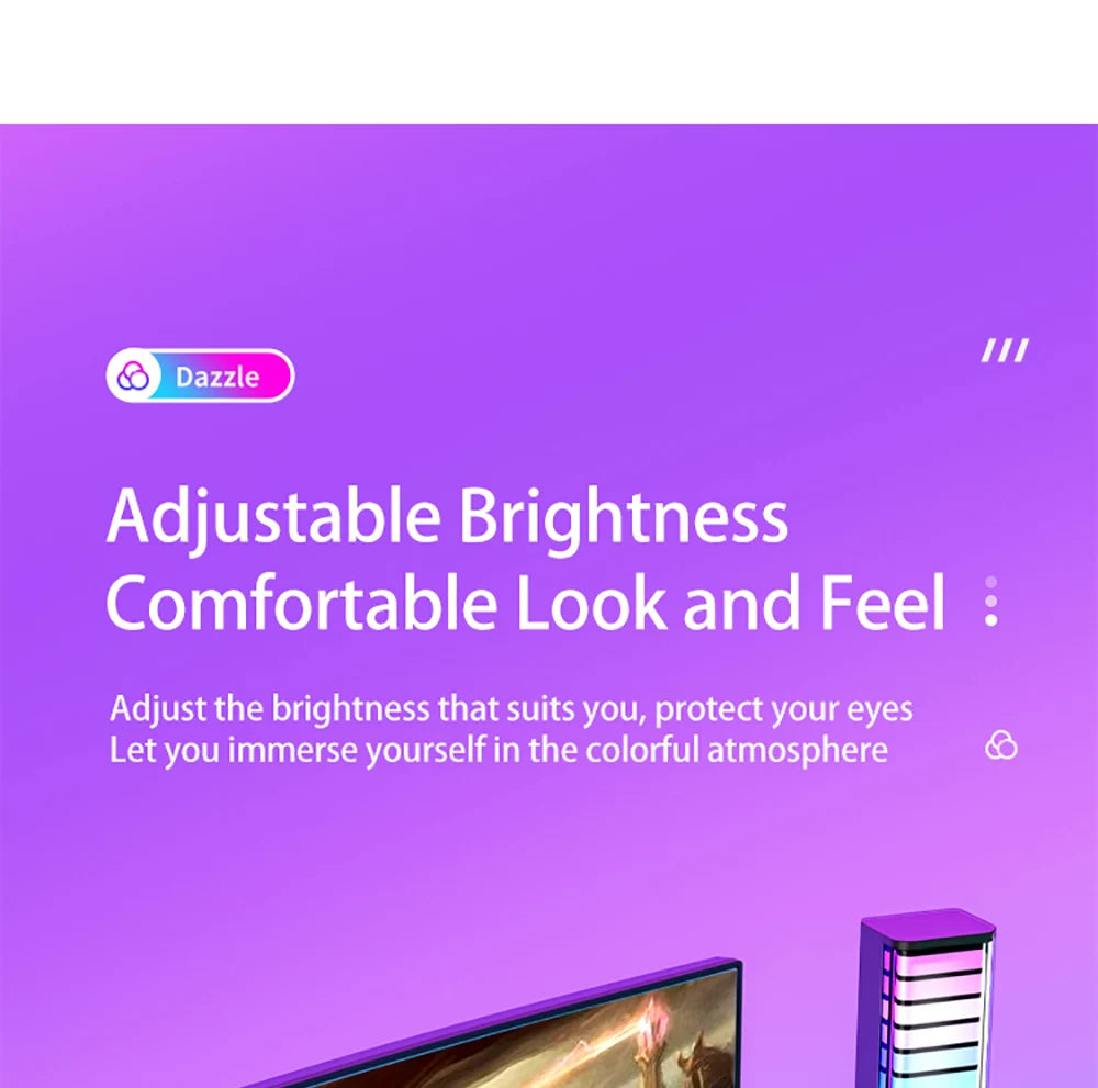 Smart RGB Pickup Lights LED 3D Double Sided Ambient Lamp APP Control Sound