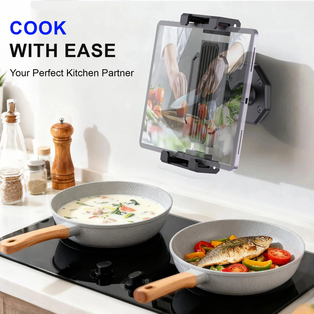 Tablet Wall Mount, 360° Rotation Tablet Holder Stand, Sturdy Base