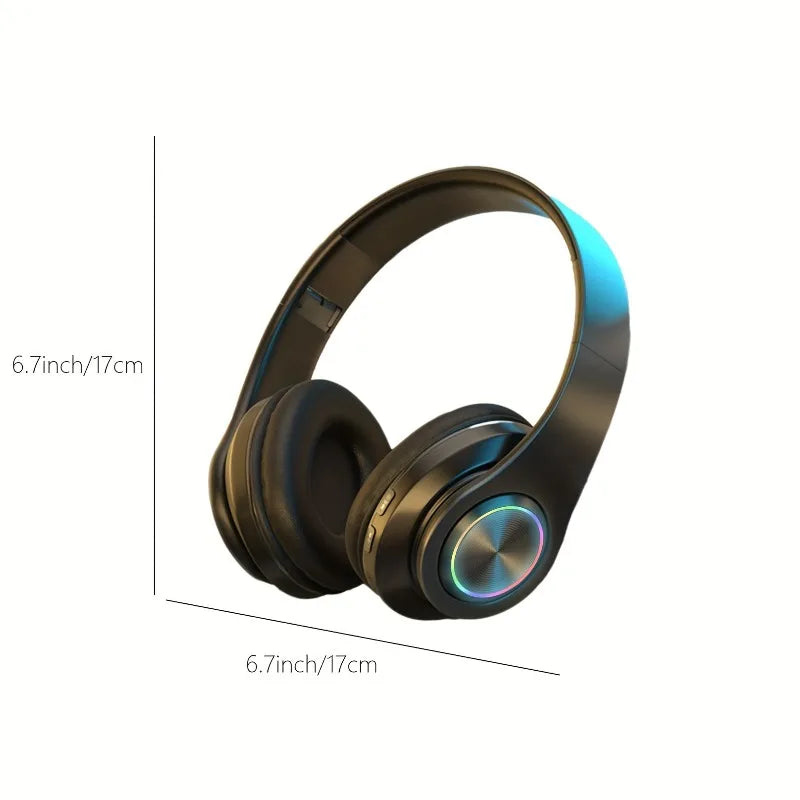 Wireless Over Ear Headphones - Active Noise Canceling, Deep Bass, LED Light