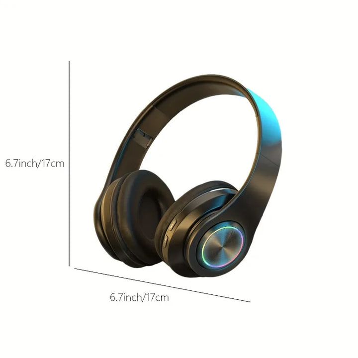 Wireless Over Ear Headphones - Active Noise Canceling, Deep Bass, LED Light