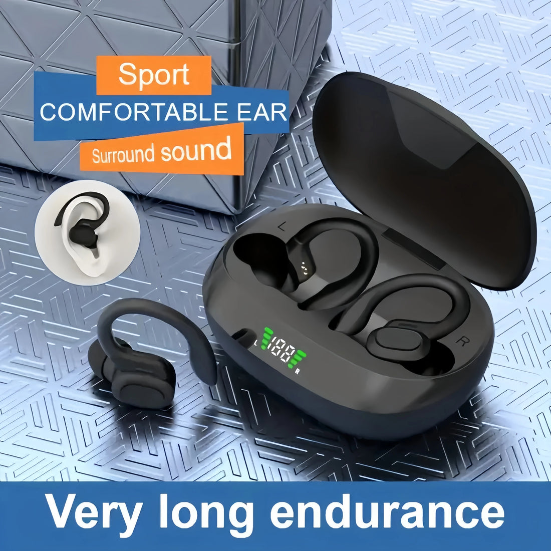 True Wireless Earbuds, Tws Headphones with Microphone, Sports Ear Clip
