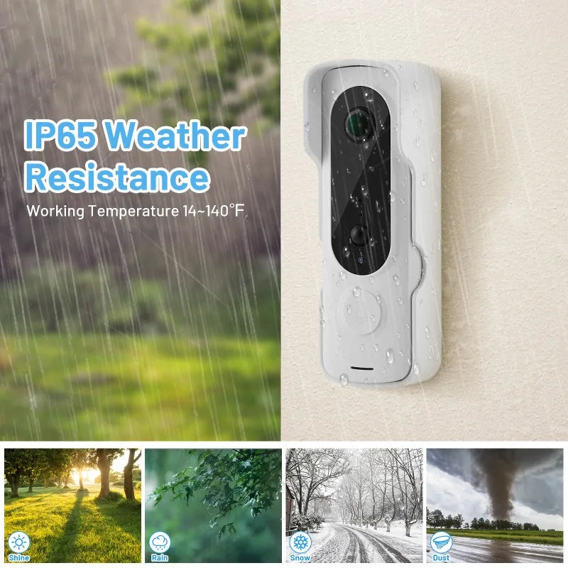 Smart WiFi Doorbell 1080P HD Wide Angle Camera Wireless Doorbell Motion