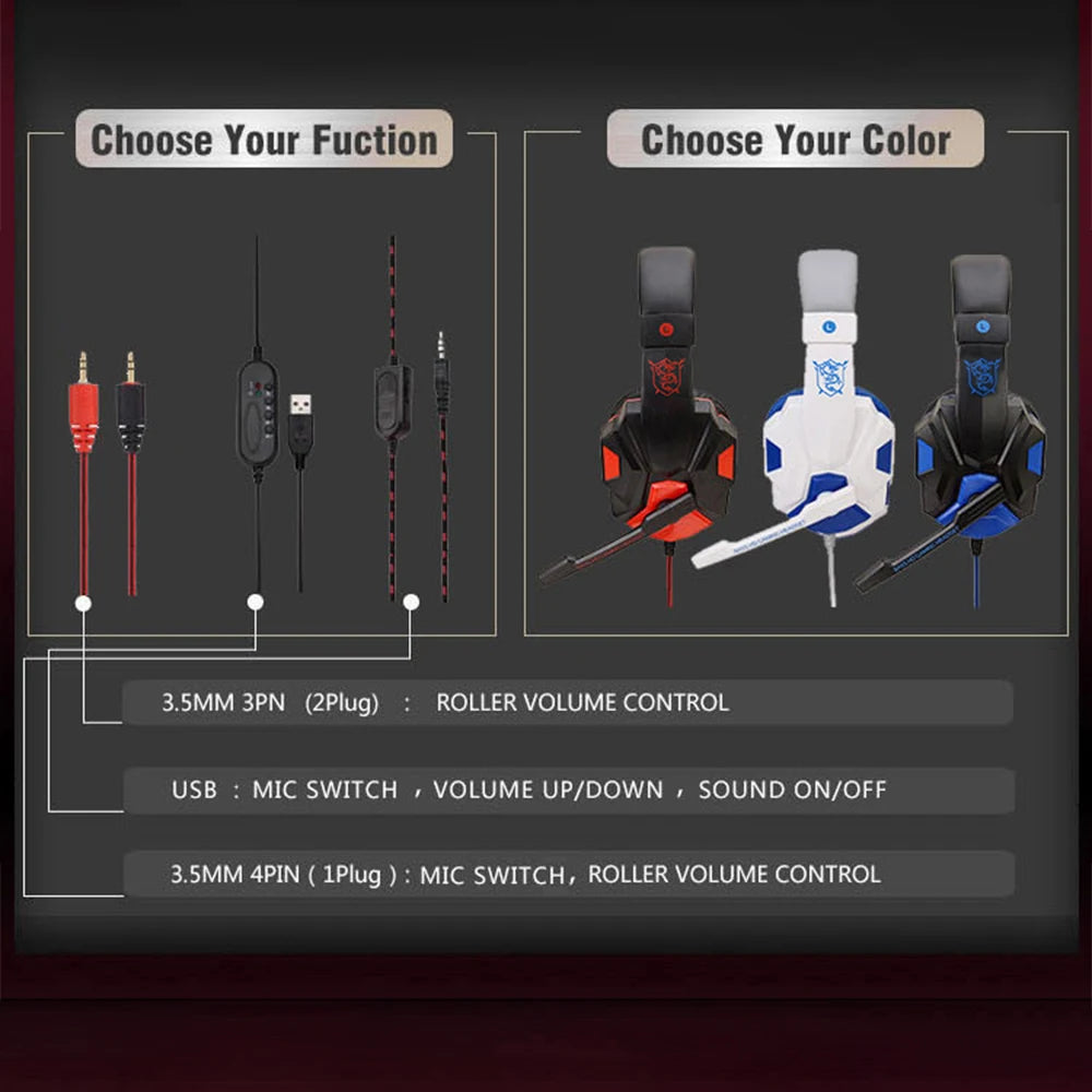 Wired PS4/PS5/Xbox/Smartphone/PC Headset Gaming Headset 120° Adjustable