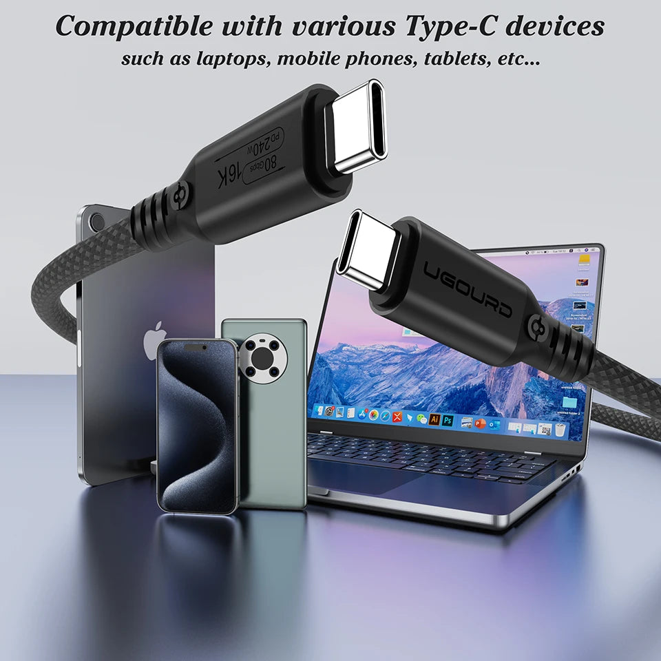 UGOURD Thunderbolt 5 Cable Type C 80Gbps USB4 Gen4 USB C to C 240W