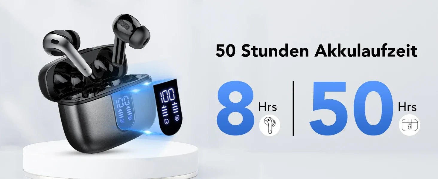 Wireless Earphones with Bluetooth 5.3, Quad-Mic Call Noise Reduction