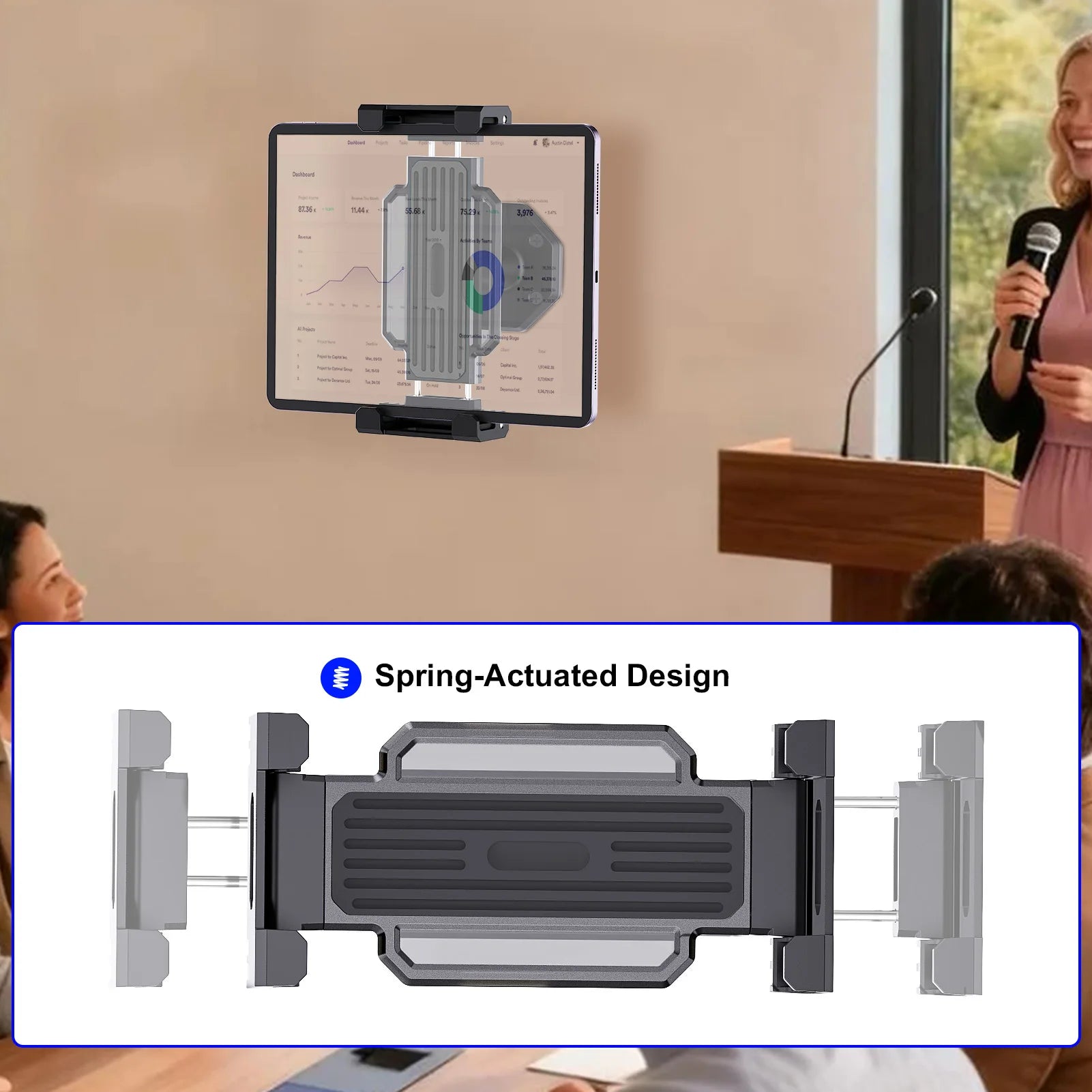 Tablet Wall Mount, 360° Rotation Tablet Holder Stand, Sturdy Base