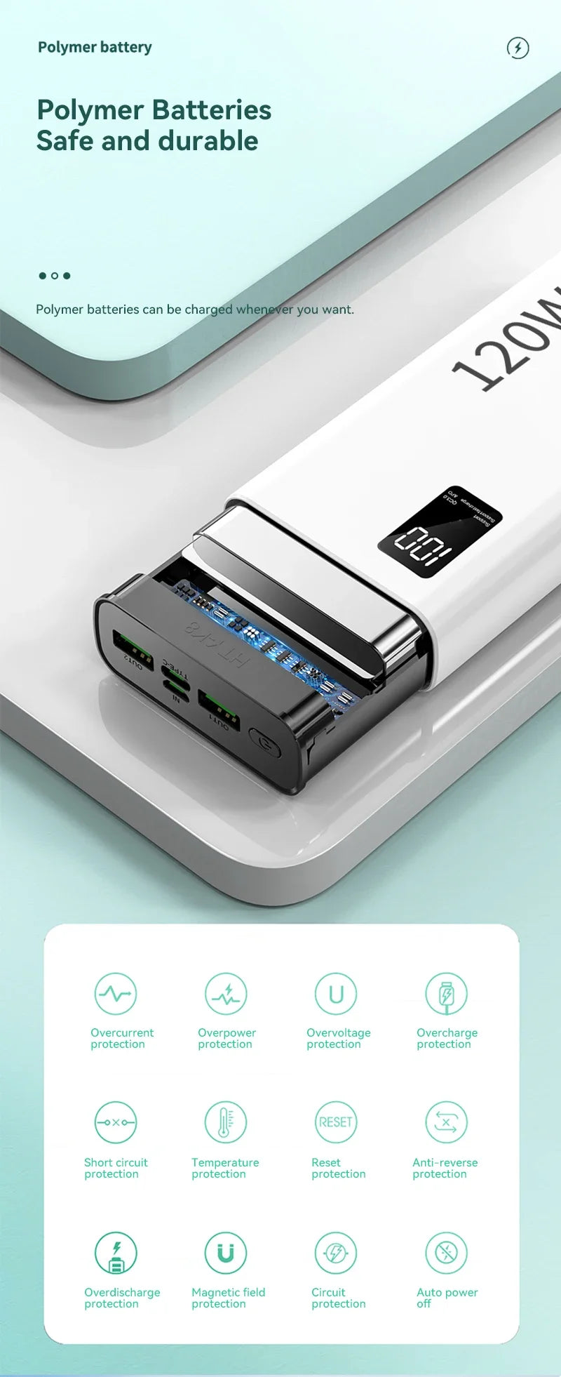 80000mAh Power Bank 120W Super Fast Charging 100% Sufficient Capacity