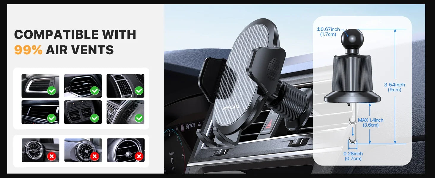 Car Phone Holder Phone Holders for Your Car with Metal Hook Clip Air Vent Cell