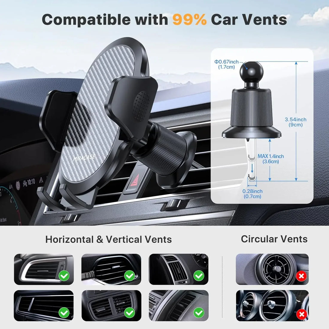 Car Phone Holder Phone Holders for Your Car with Metal Hook Clip Air Vent Cell