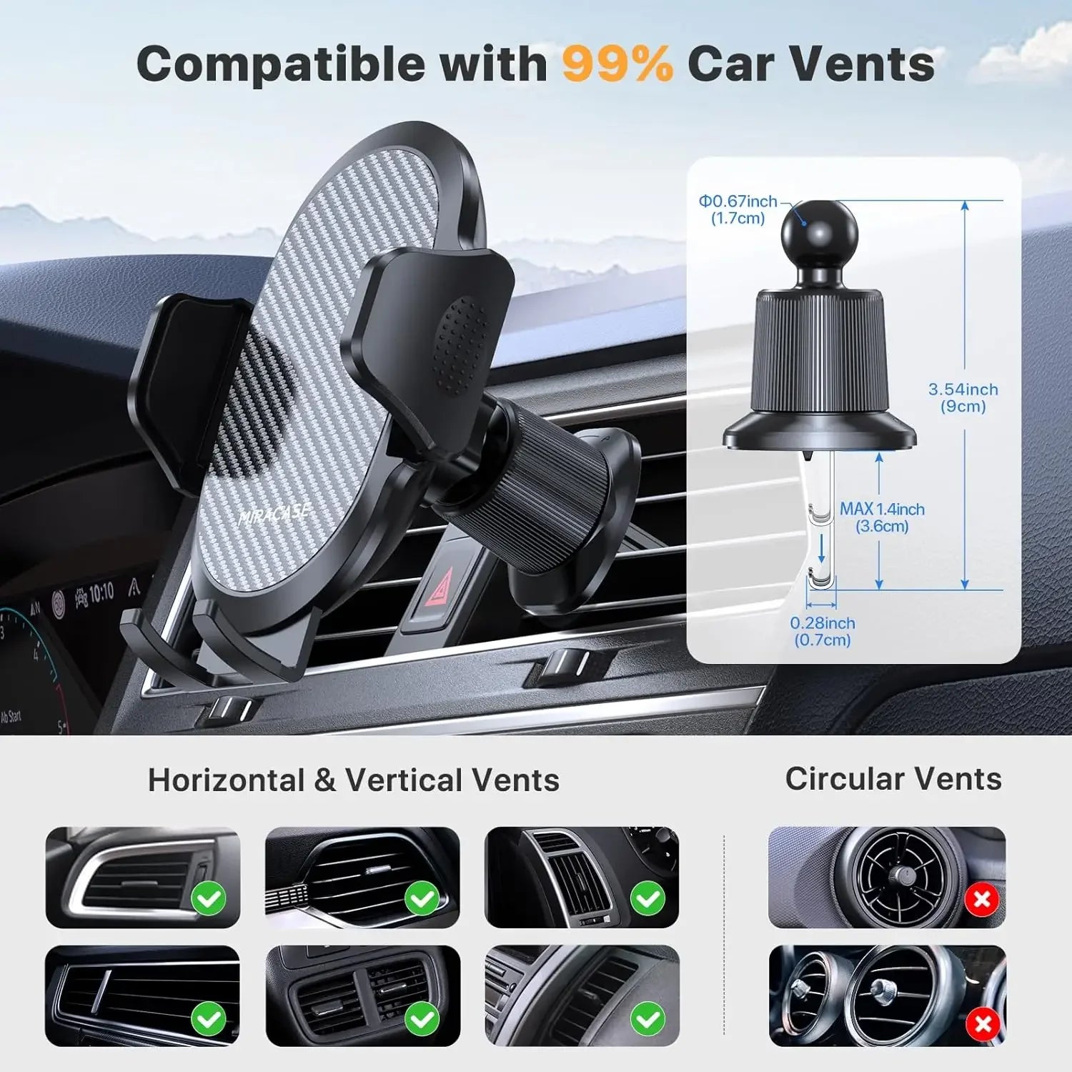 Car Phone Holder Phone Holders for Your Car with Metal Hook Clip Air Vent Cell