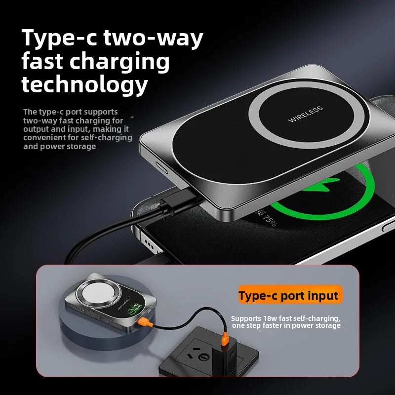 For Apple Watch 10000mAh Wireless Power Bank Magnetic With Stand