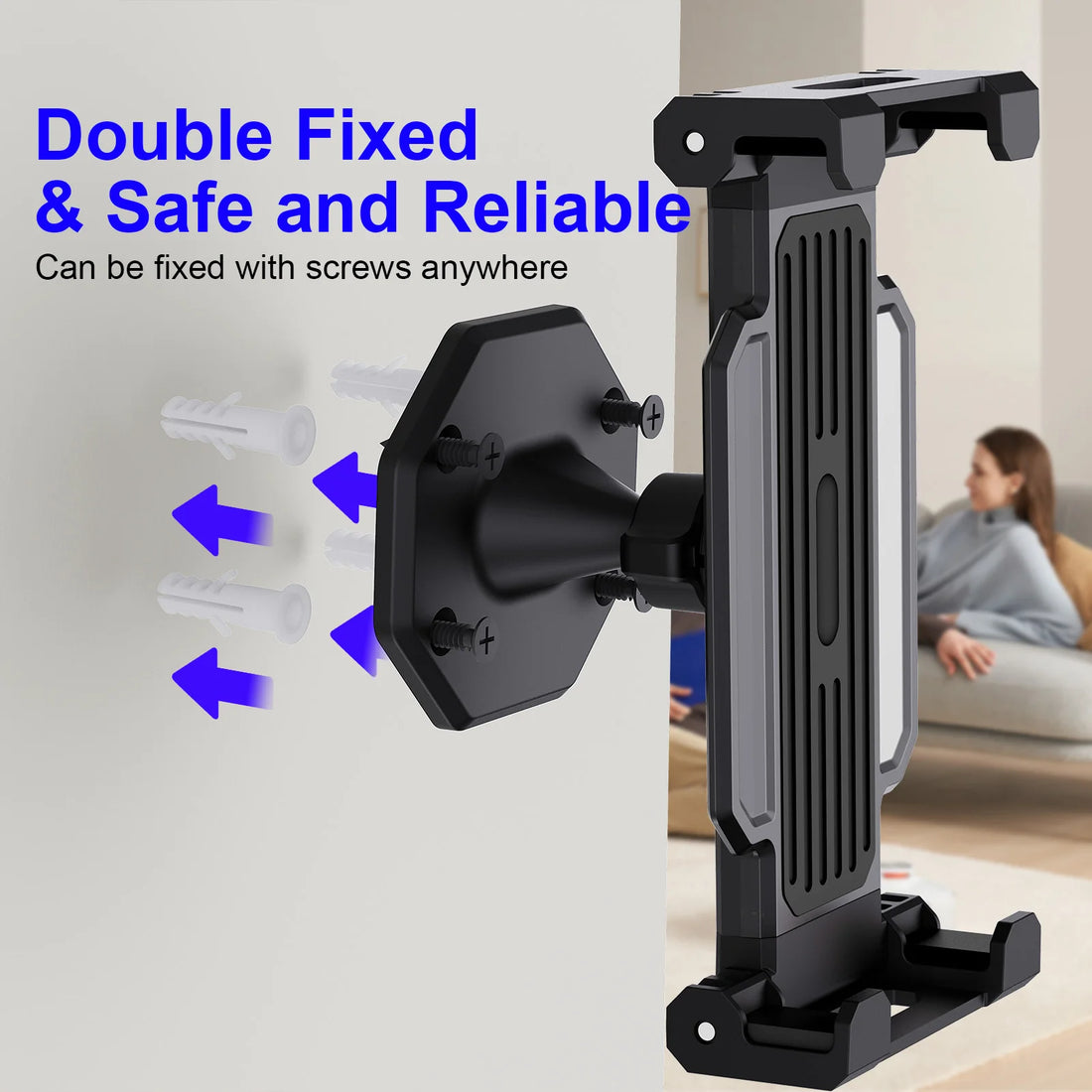 Tablet Wall Mount, 360° Rotation Tablet Holder Stand, Sturdy Base