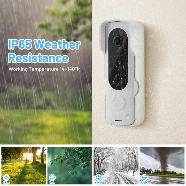 Smart WiFi Doorbell 1080P HD Wide Angle Camera Wireless Doorbell Motion