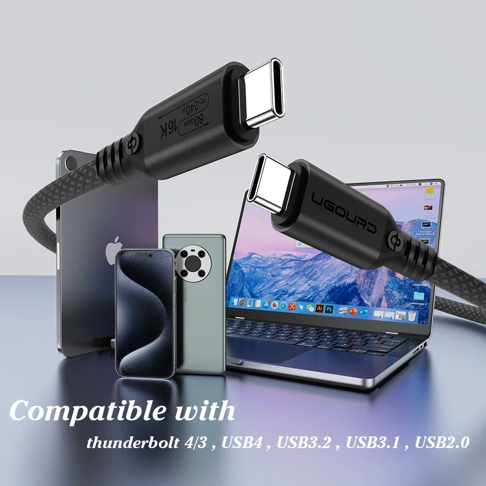 UGOURD Thunderbolt 5 Cable Type C 80Gbps USB4 Gen4 USB C to C 240W