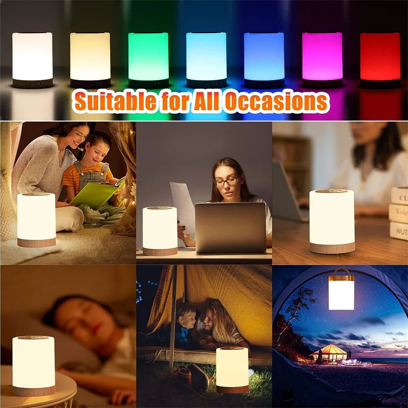 Smart LED Night Light, Portable Touch Control Table Lamp, USB Rechargeable