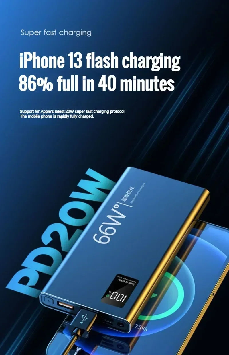 80000mAh Power Bank 120W Super Fast Charging 100% Sufficient Capacity