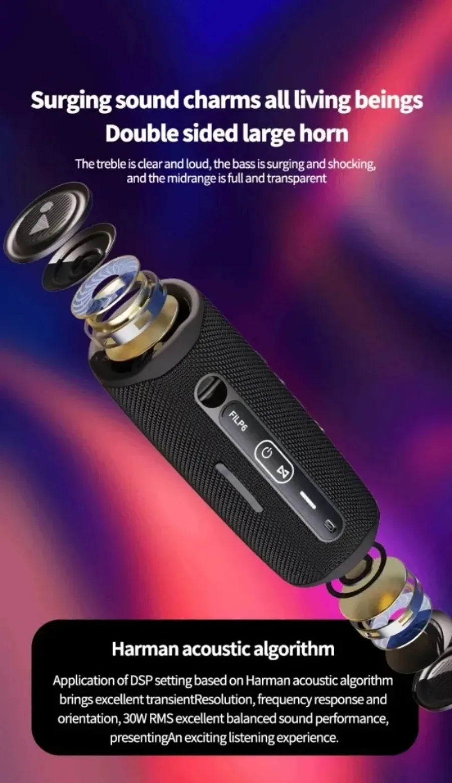 Portable Flip6 Bluetooth Speaker Multi-Function TWS Audio Caixa De Som