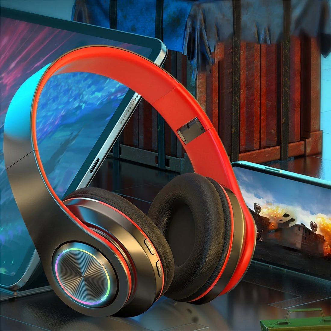 Wireless Over Ear Headphones - Active Noise Canceling, Deep Bass, LED Light