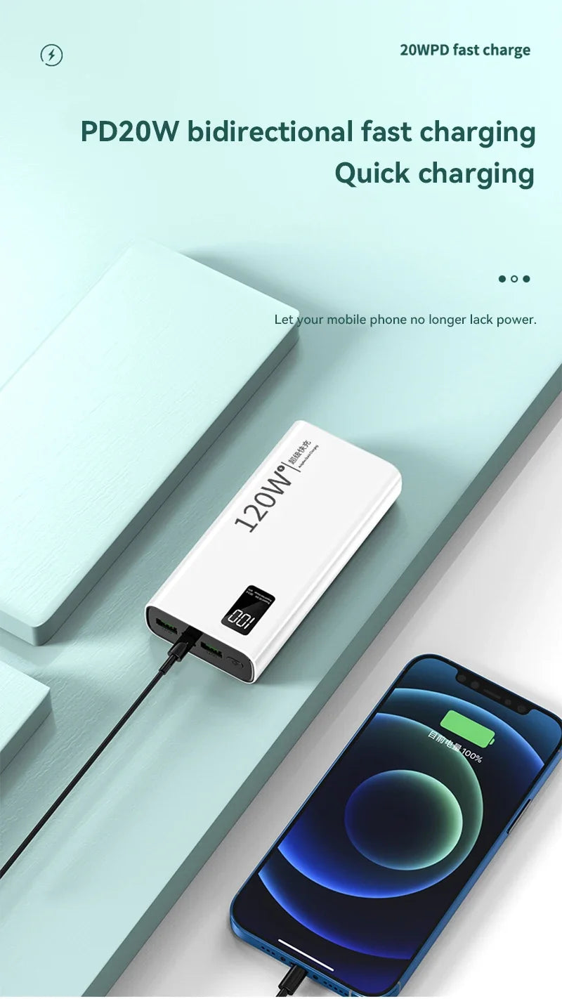 80000mAh Power Bank 120W Super Fast Charging 100% Sufficient Capacity